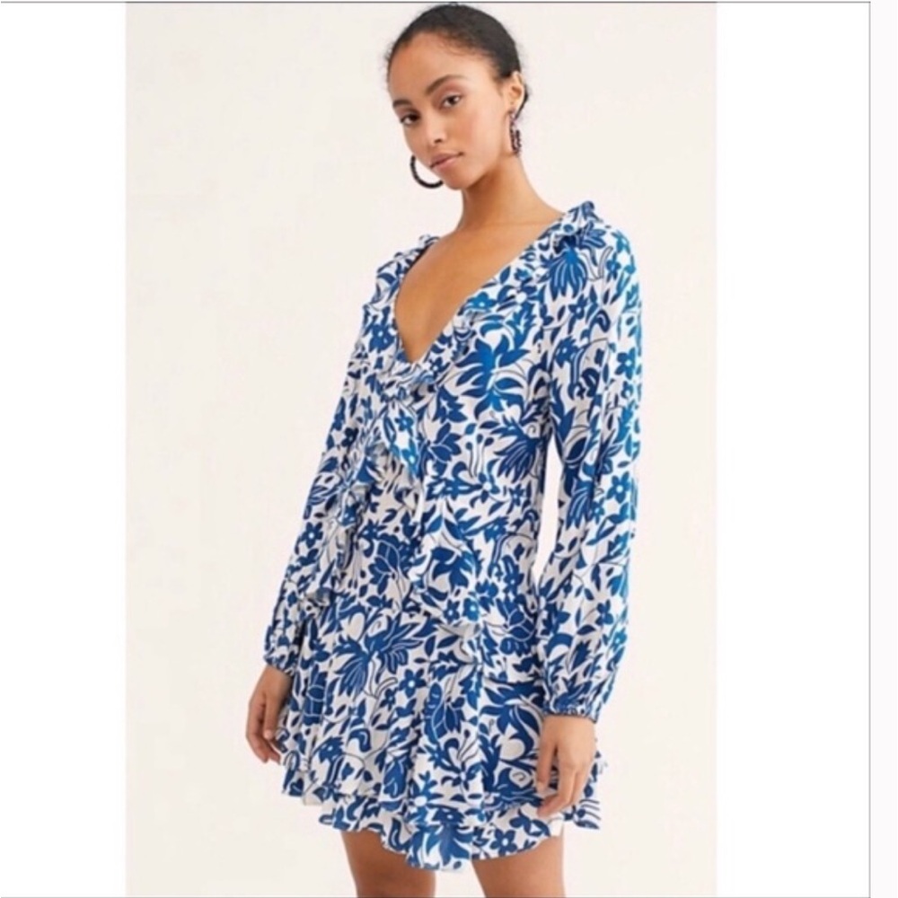Free People Floral Dress Rebecca Ruffle